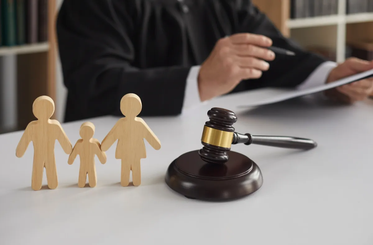 judge at desk making a judgement on a divorce